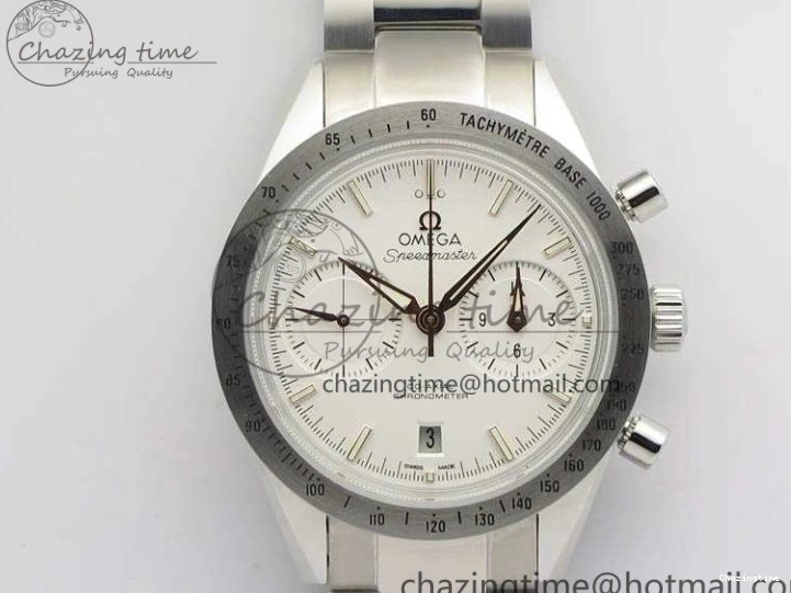 0718 Speedmaster ’57 Co-Axial OMF 1:1 Best Edition White Dial RG Markers On SS Bracelet A Elegant 8144